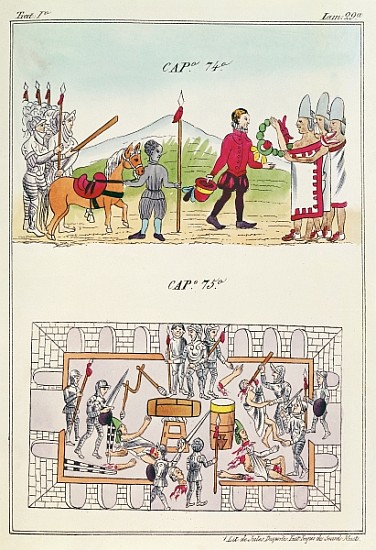 Cap 74 and Cap 75, illustrations from ''Historia de las Indias de Nueva Espana y islas de tierra fir von (after) Diego Duran