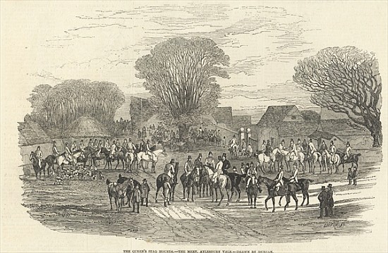 The Queen''s Stag Hounds: The Meet, Aylesbury Vale, from ''The Illustrated London News'', 5th Decemb von (after) Edward Duncan