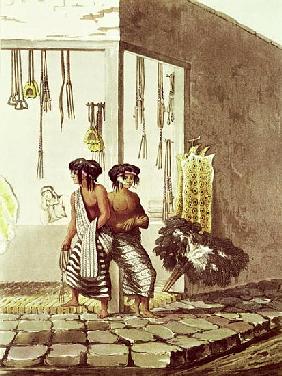Pampa Indians at a Store in the Indian Market of Buenos Aires, from ''Picturesque Illustrations of B