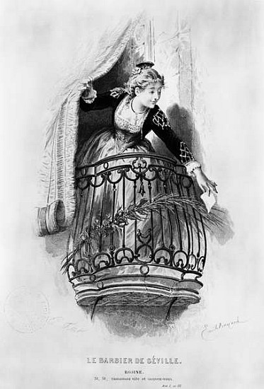 Rosine, illustration from Act I Scene 3 of ''The Barber of Seville'' Pierre Augustin Caron de Beauma von (after) Emile Antoine Bayard