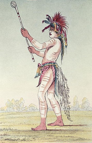 Sioux ball player We-Chush-Ta-Doo-Ta, ''The Red Man'' (hand-coloured litho) von (after) George Catlin