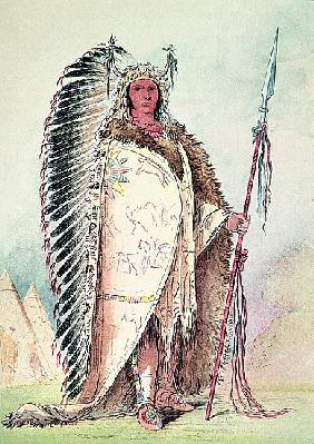Sioux chief, ''The Black Rock'' (hand-coloured litho)