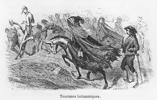British tourists, illustration from ''Voyage aux Pyrenees'' Hippolyte Taine (1828-93) ; engraved by  von (after) Gustave Dore