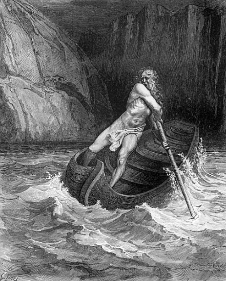 Charon, the Ferryman of Hell, from The Divine Comedy (Inferno) Dante Alighieri (1265-1321) ; engrave von (after) Gustave Dore