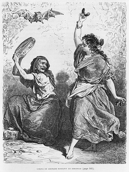 Gitana from Granada dancing the zorongo von (after) Gustave Dore