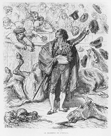 Triumph of a matador; engraved bx Boetzel von (after) Gustave Dore