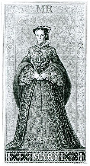 Queen Mary I ; engraved by T.Brown von (after) Hans Eworth or Ewoutsz
