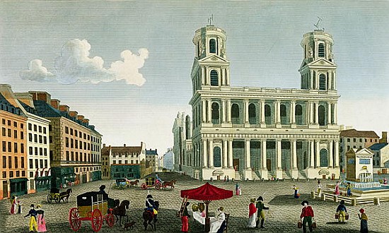 View of the Church of Saint-Sulpice; engraved by Anne Rosalie Filleul (nee Bouquet) (1752-94) von (after) Henri Courvoisier-Voisin