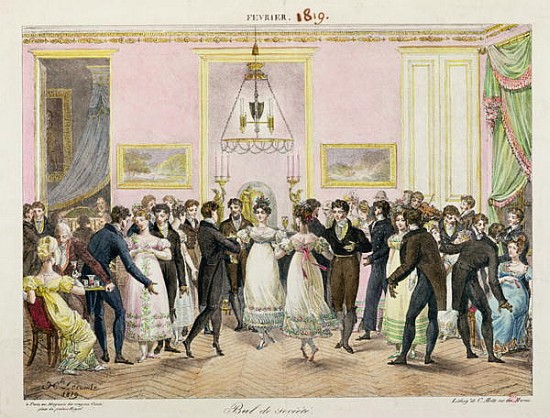 A Society Ball; engraved by Charles Etienne Pierre Motte (1785-1836) 1819 von (after) Hippolyte Lecomte