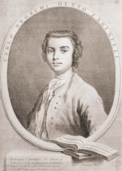 Carlo Broschi, 1735 (line engraving) von (after) Jacapo Amigoni