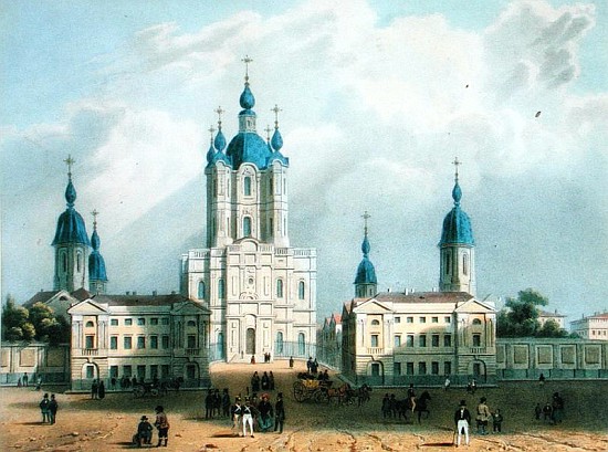 The Smolny Cloister in St. Petersburg, printed Edouard Jean-Marie Hostein (1804-89), published by Le von (after) Jean-Baptiste Bayot