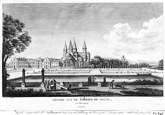 View of Cluny Abbey, from ''Voyage Pittoresque de la France'' ; engraved under direction of Francois von (after) Jean-Baptiste Lallemand