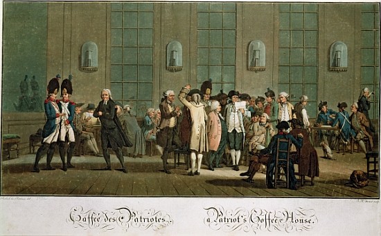 A Patriot''s Coffee House (1st edition print) (19th century) von (after) Jean Baptiste Morret