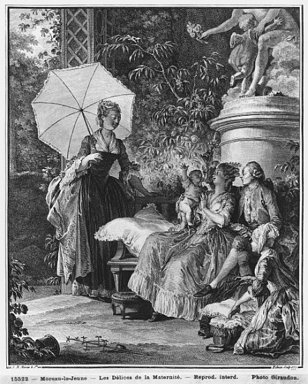The delights of motherhood; engraved by Isidore Stanislas Helman (1749-1809) 1776 von (after) Jean Michel the Younger Moreau