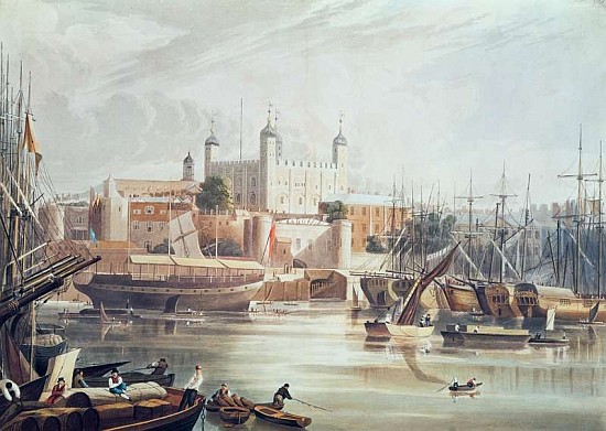 View of the Tower of London; engraved by Daniel Havell (1785-1826) pub. in Ackermann''s Repository o von (after) John Gendall
