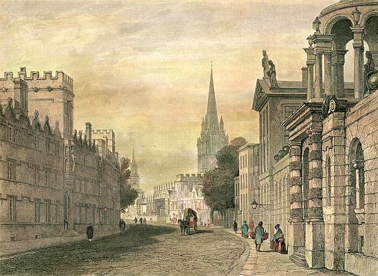The High Street, Oxford; engraved by G. Hollis von (after) John Skinner Prout