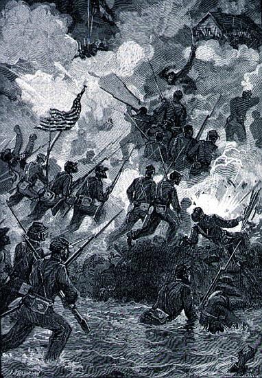 The Night Assault on Battery Wagner, July 18th 1863; engraved by C. H. Reed, illustration from ''Bat von (after) Julian Oliver Davidson