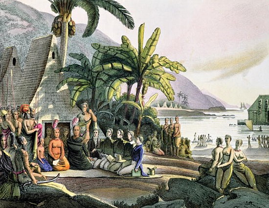 Meeting between the Expedition Party of Otto von Kotzebue (1788-1846) and King Kamehameha I (1740/52 von (after) Ludwig (Louis) Choris