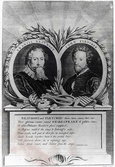 Francis Beaumont and John Fletcher; engraved by T. Ryder von (after) Michael (Angelo) Rooker