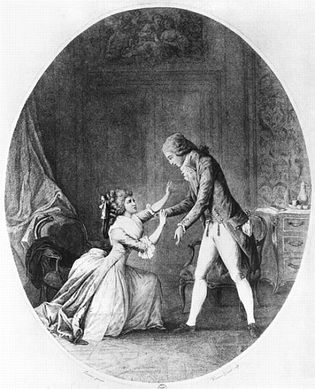 Valmont seducing Madame de Tourvel, illustration from ''Les Liaisons Dangereuses'' Pierre Choderlos  von (after) Niclas II Lafrensen