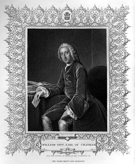 Portrait of William Pitt, 1st Earl of Chatham; engraved by William Holl the Younger (1807-71) von (after) of Bath Hoare William