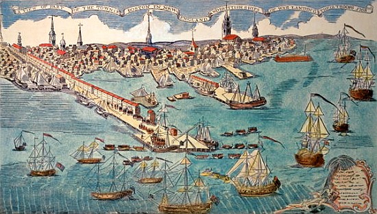 A View of Part of the Town of Boston in New England and British Ships of War Landing Their Troops von (after) Paul Revere