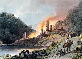 Iron Works, Coalbrookdale; engraved by William Pickett, c.1805