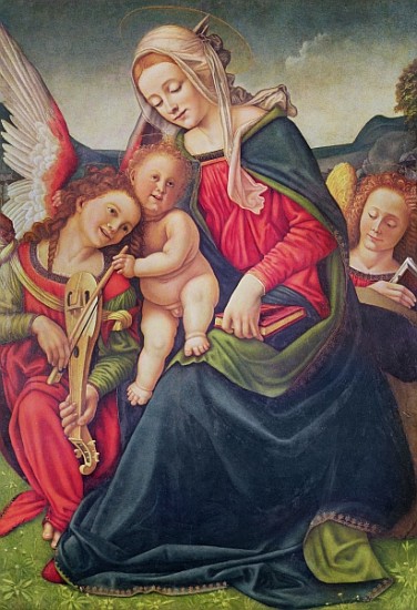 Virgin and Child and angel musicians von (after) Piero di Cosimo