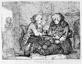 Chatting, illustration from ''Picturesque Beauties of Boswell, Part the First'', etched by Thomas Ro