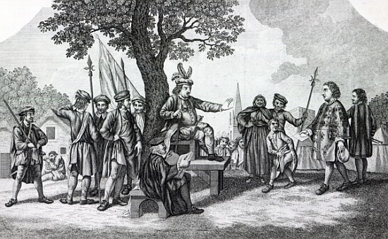 Robert Kett seated under the ''Tree of Reformation'' receiving the King''s messenger von (after) Samuel Wale