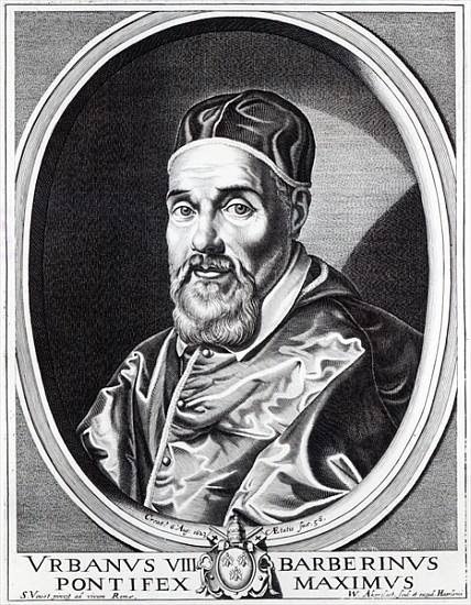 Pope Urban VIII; engraved by Willem Outgertsz Akersloot von (after) Simon Vouet