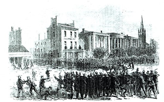 New Orleans Race Riot of July 30th, 1866, illustration from ''Harper''s Weekly'' magazine in 1866 von (after) Theodore Russell Davis