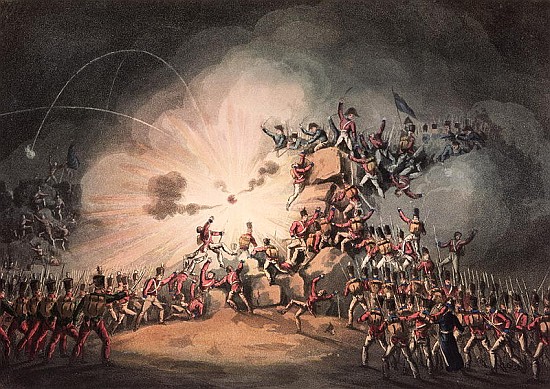 Storming of Ciudad Rodrigo, 19th January, 1813 aquatinted by Thomas Sutherland (b.c.1785) von (after) William Heath