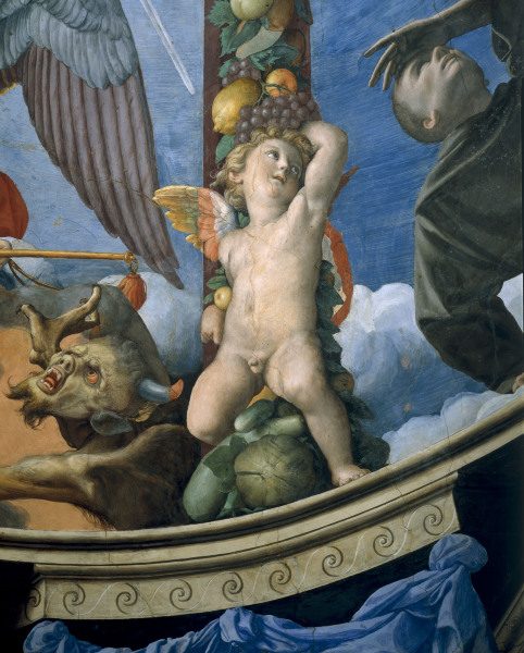 Bronzino, Putto with fruit garland von Agnolo Bronzino
