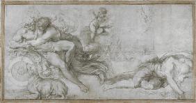 Kephalos und Aurora (Karton für Fresko in der Galerie im Palazzo Farnese zu Rom)