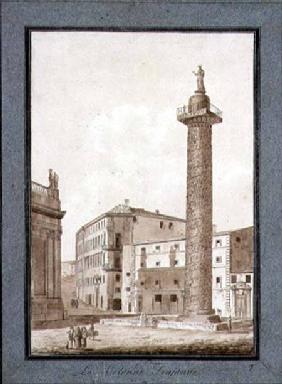 Trajan's Column, Rome  & ink and sepia wash on