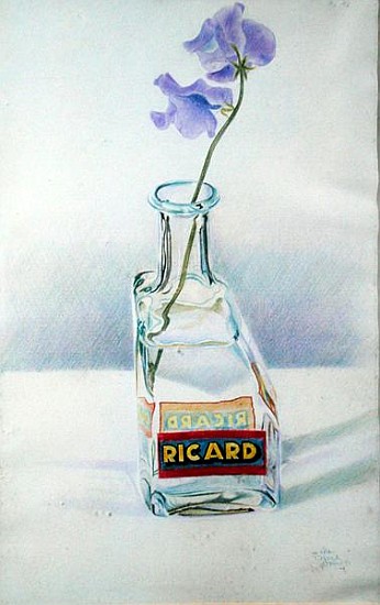 Ricard Bottle, 1981 (coloured pencil on paper)  von Alan  Byrne