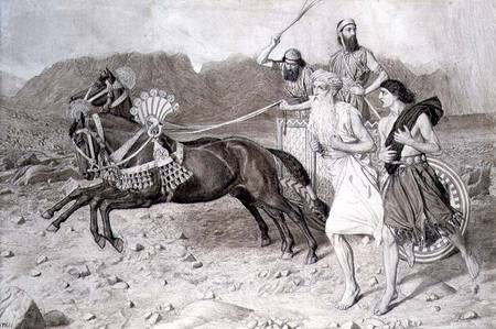 Elijah Running to Jezreel before Ahab's Chariot von Albert Joseph Moore