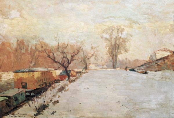 Road by the Seine at Neuilly in Winter von Albert Lebourg