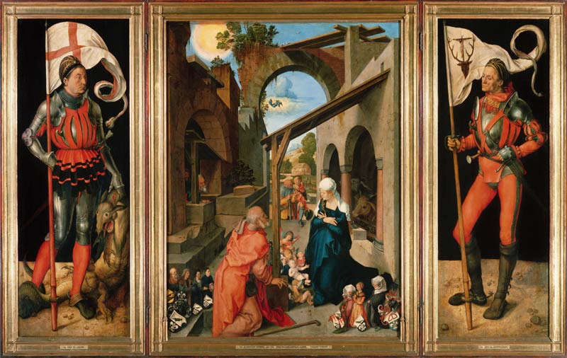 Paumgartner Altarpiece: Central Panel, the Nativity and Members of the Paumgartner Family; Left Hand von Albrecht Dürer
