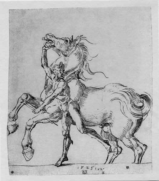 A.Dürer, Nude Man with Horse / 1525 von Albrecht Dürer