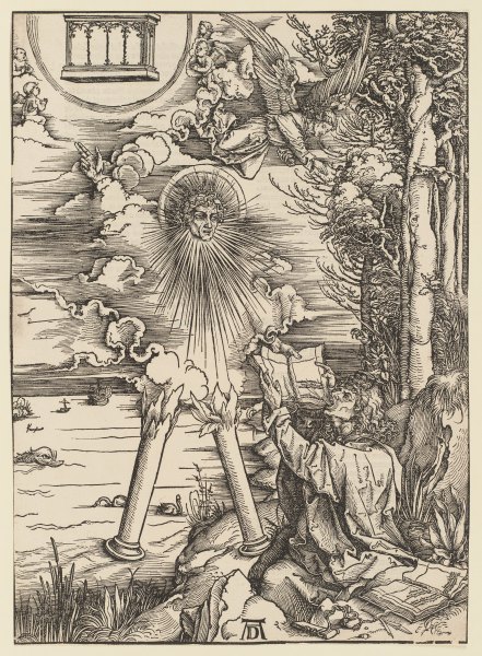 Johannes, das Buch verschlingend / Der "Starke Engel", aus der Folge der Apokalypse, Latein-Ausgabe  von Albrecht Dürer