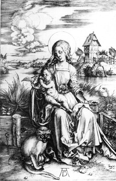 Mary with the guenon monkey / Dürer von Albrecht Dürer