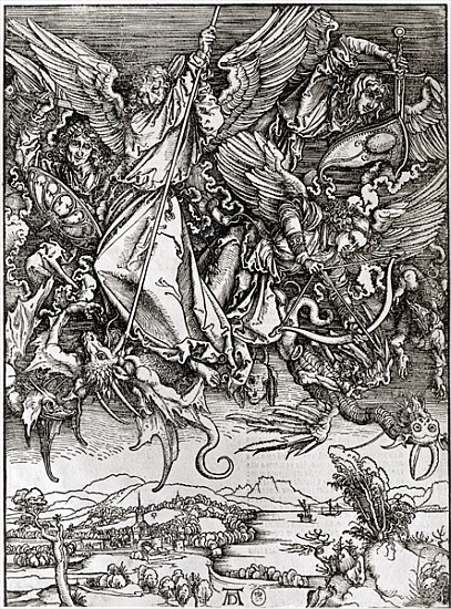 St. Michael and the Dragon, from a Latin edition, 1511 (xylograph) von Albrecht Dürer
