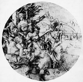 A.Dürer, Tafelnde Gesellschaft und Tod