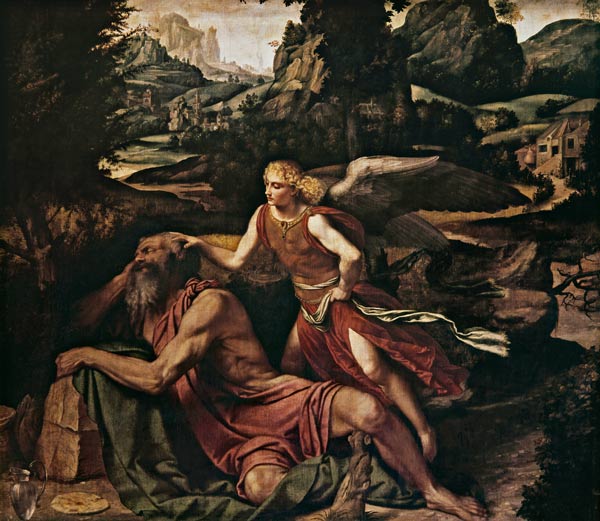 Elijah Visited by an Angel von Alessandro Bonvicino Moretto