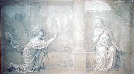 The Annunciation, preparatory cartoon for the Cappella Raffo fresco in the Misericordia Cemetery, Si von Alessandro Franchi