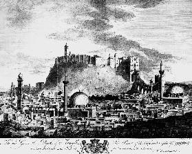 A view of the city and castle of Aleppo, Syria