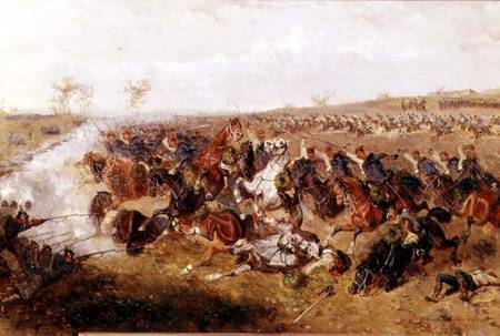 Hussars at the Battle of Schweinsschedl, Austria, 29th July 1866 von Alexander Ritter von Bensa