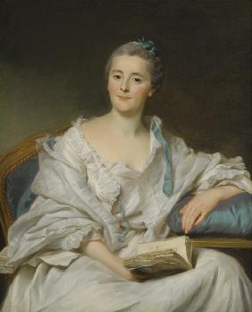 Porträt von Marie-Françoise Julie Constance Filleul, Marquise de Marigny mit Buch